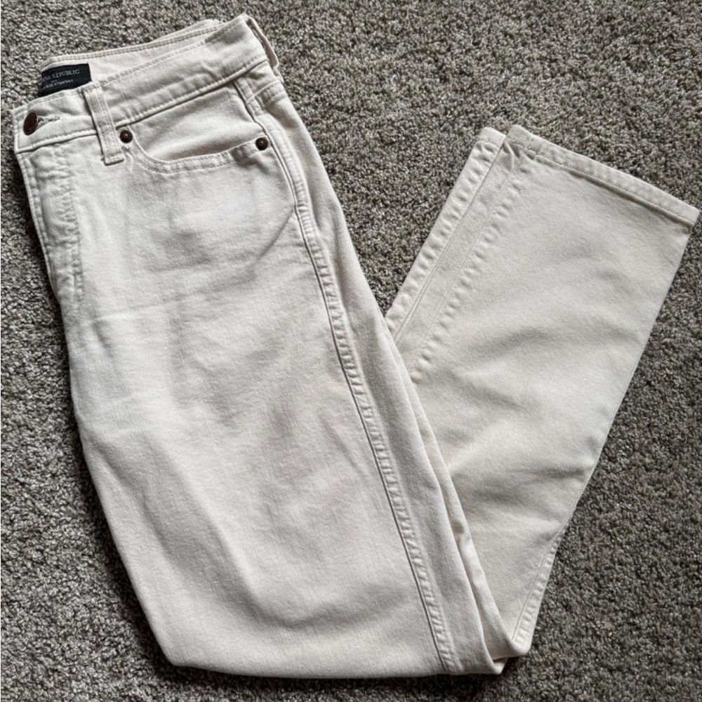 Banana Republic Cream High-Rise Straight Jeans